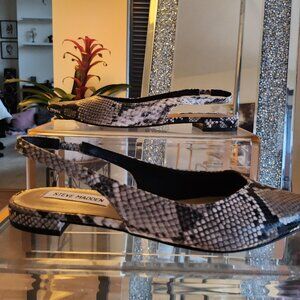 Steve Madden Slingback Flats Black/Beige Snakeskin Pattern